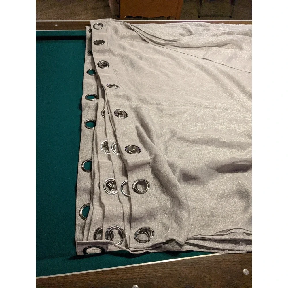 7 Panels - Silver Metallic Coarse Sheer Curtain 62